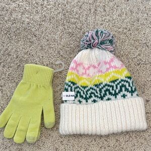NWT Old Navy Colorful Knit Beanie and Gloves Set